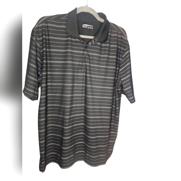 Nike Golf Black and White Striped  Dri Fit Polo Shirt - Picture 1 of 6